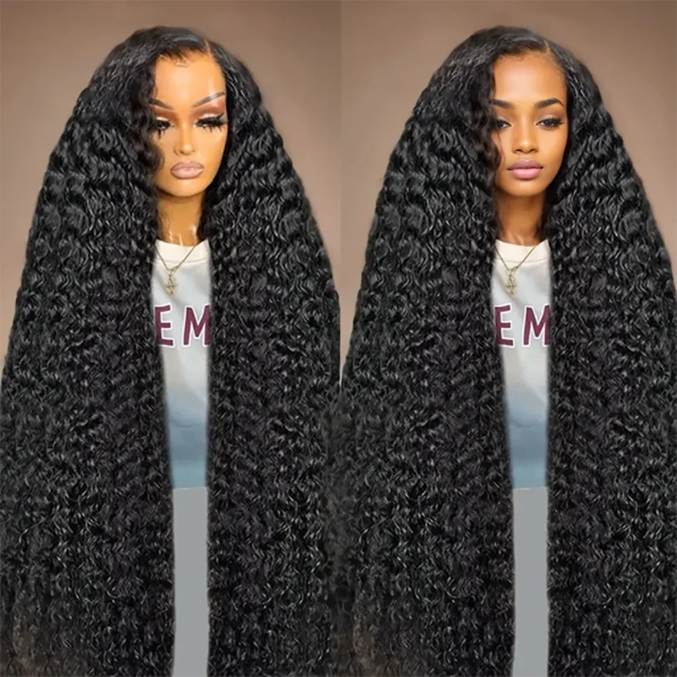 250 Density Curly 13x6 HD Lace Frontal Wigs Human Hair 40 46Inch Brazilian Deep Wave Transparent Lace Front Wig 100% Human Hair