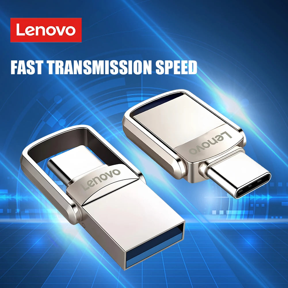 Original Lenovo 2TB Pendrive USB 3.1 Flash Drive Metal U Disk 2 IN 1 OTG 1024GB 128GB 512gb 1TB Pen Drives For Phone Computer