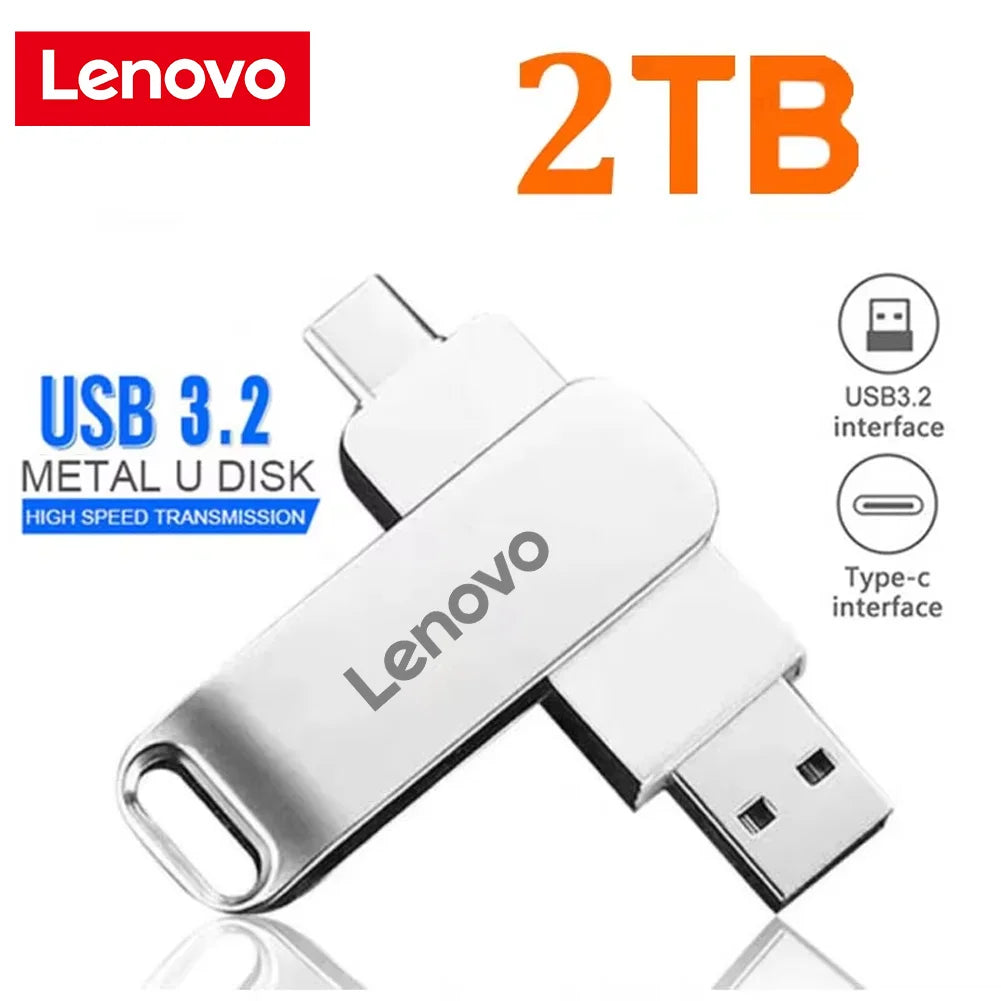 Lenovo 16TB USB 3.0 Flash Drive U Disk Type-C Interface High Speed Transfer 8TB 4TB Large Capacity Metal Pendrive Memoria Stick