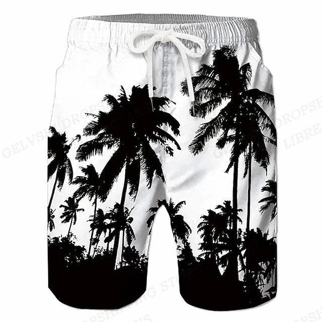 Summer Men's Shorts Quick Drying Hawaii Holiday Sports Swimming Trunks Fashion 3D Coconut Tree Printed Loose Sports Shorts 6XL