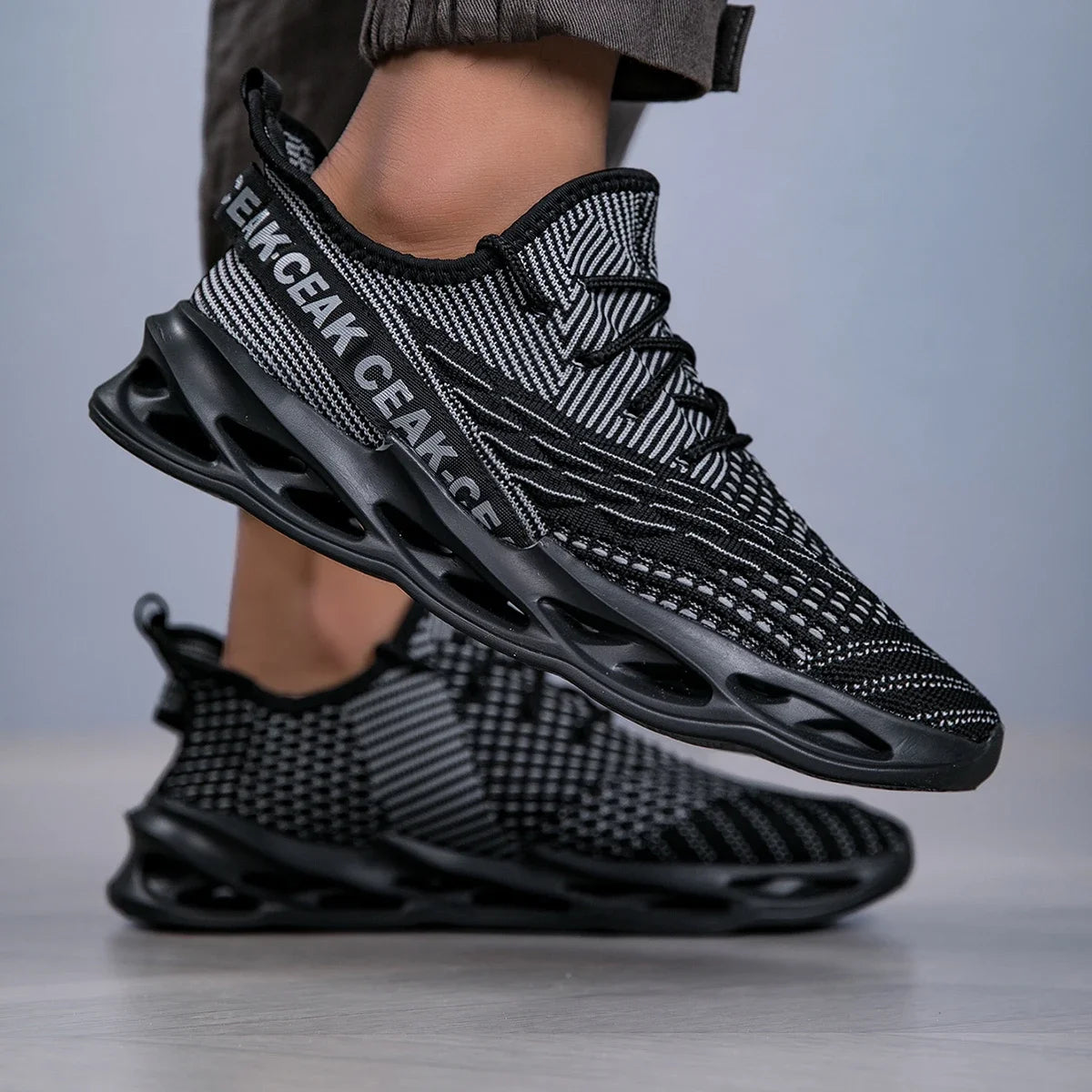 YRZL Sneakers Men Mesh Breathable Running Sport Shoes Man Light Soft Thick Sole Hole Mens Shoes Athletic Sneakers for Men