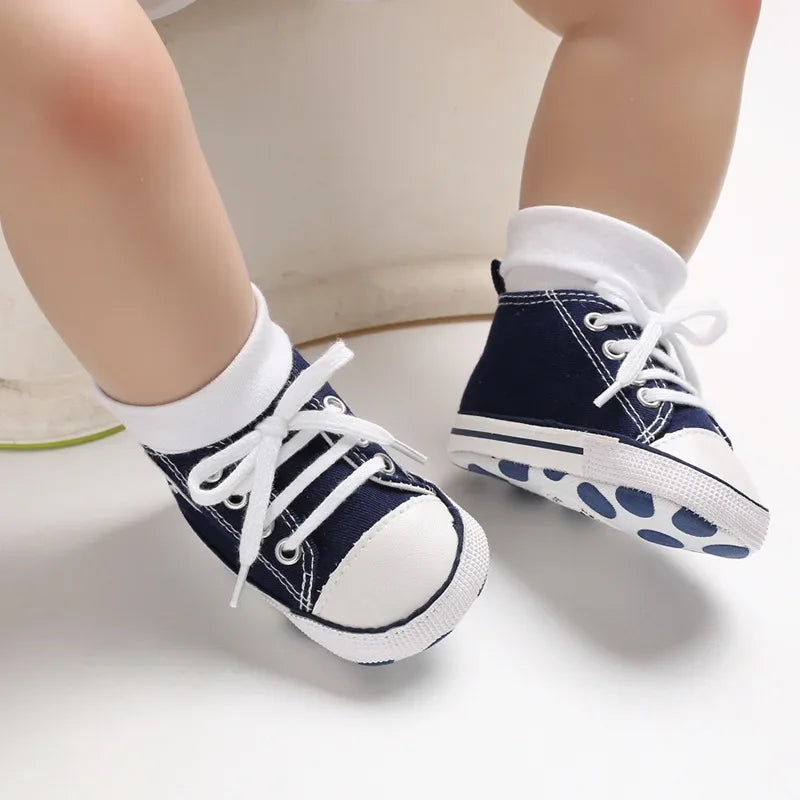New Baby Canvas Sneaker For Newborn Sport Shoes For Baby Boys Girls Infant Toddler Soft Bottom Anti-slip First Walkers 0-18 M