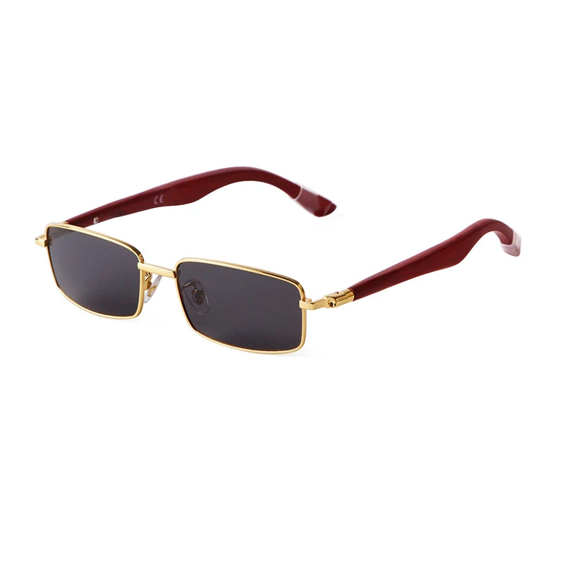 Luxury Brown Rimless Rectangle Men Sunglasses Clear Lens Wood Square Sun Glasses Spectacle Plain Frameless Women Eyewear Shades
