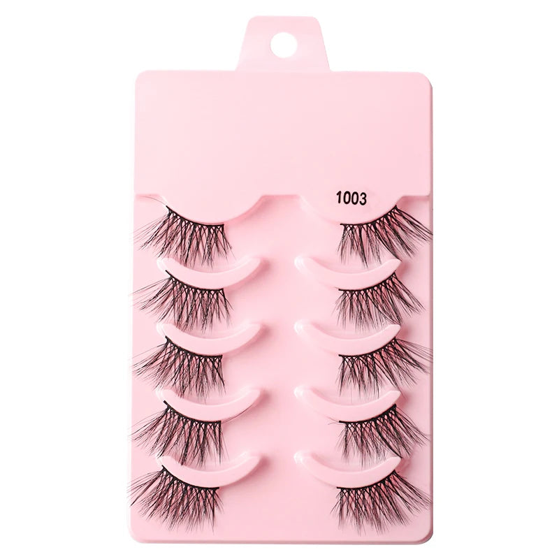 Hot Sale 3/5/6 Pairs 3D Mink Lashes Natural Long Cat Half Eyelashes Wispy Fluffy Manga Lashes Makeup Tools Faux Cils maquillaje