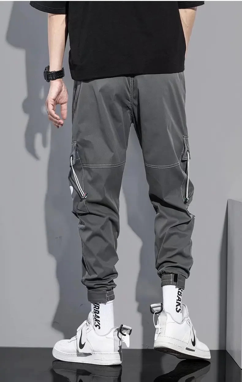 Spring Summer Korean Style Trendy Casual Men's Pants Loose Fit Work Trousers Versatile Pocket Long Leg Pants