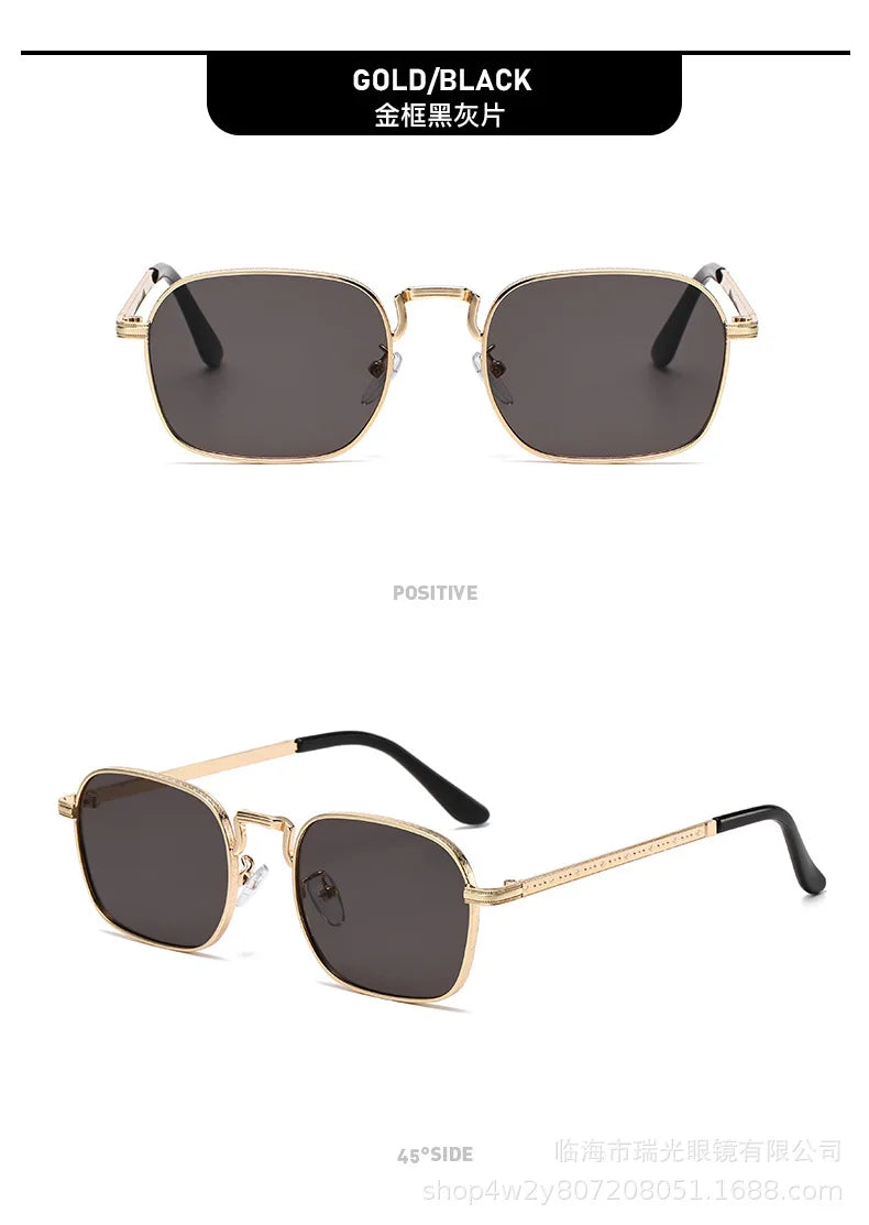 New Square Oval Metal Sunglasses Fashionable Retro Men Sunglasses Women Personalized Uv Resistant Eyeglass Luxury Design Uv400 