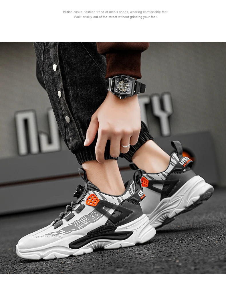 Swivel Buckle Mens Sneakers Spring New Light Adult Sport Shoes Casual Breathable Running Trainers Versatile Daddy Shoes