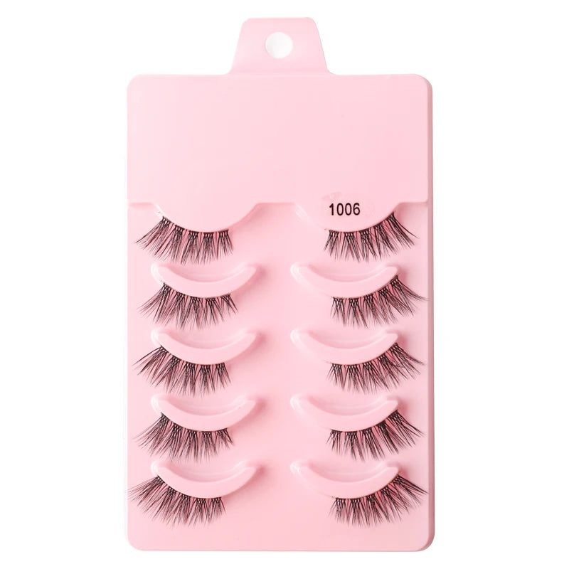 Hot Sale 3/5/6 Pairs 3D Mink Lashes Natural Long Cat Half Eyelashes Wispy Fluffy Manga Lashes Makeup Tools Faux Cils maquillaje