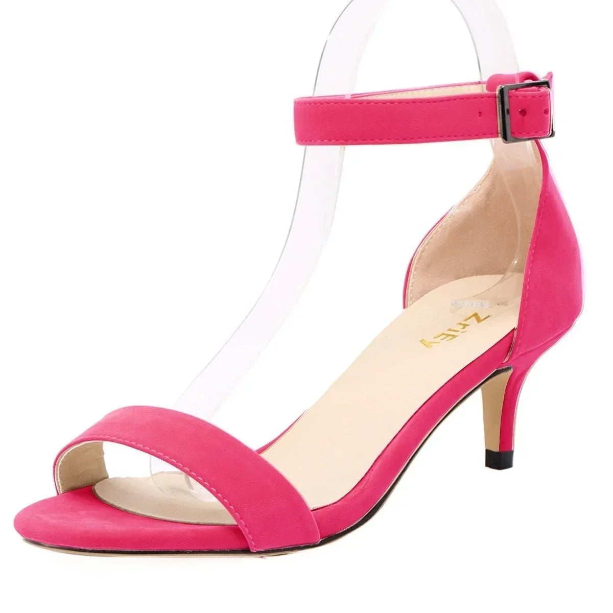 LOSLANDIFEN Summer Low Heels Ankle Strap Sandal Open Toes Sexy High Wedding Party Shoes Plus Size Women Sandals 105-2VE