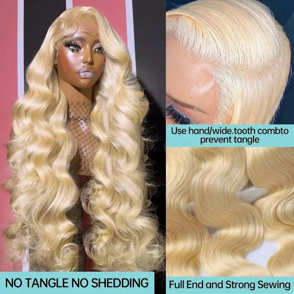 613 Curly Blonde Front Human Hair Body wave 13x4 HD Transparent Lace Frontal Wig 13x6 Brazilian Hair For Black Women