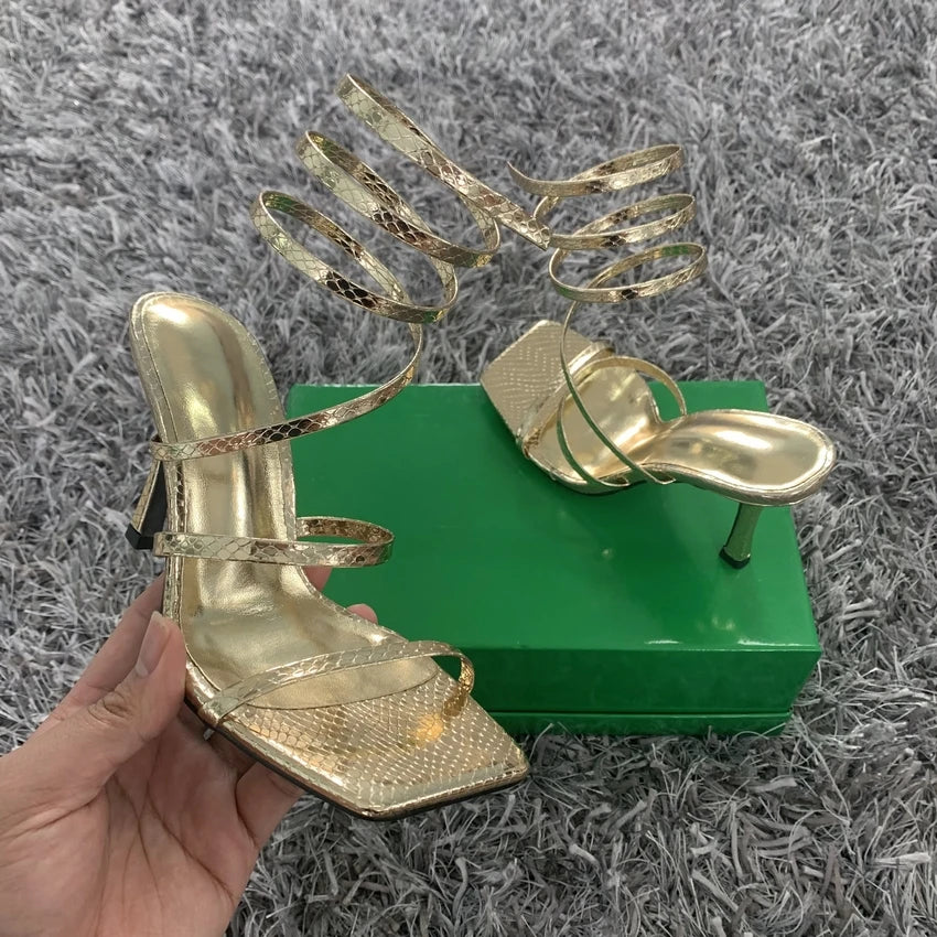 New Fashion Summer Women High Heels Sandals Thin Low Heel Narrow Band Rome Sandal Gladiator Ankle Cross Strap Sandal Shoes Woman
