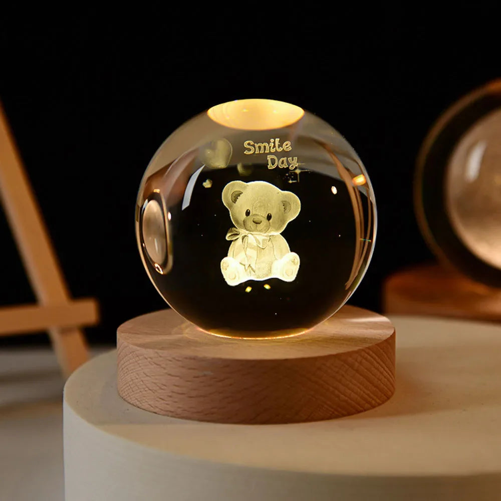 3D Crystal ball Crystal Planet Night Light DIY Laser Engraved Solar System Globe Astronomy Birthday Gift Home Desktop Decoration