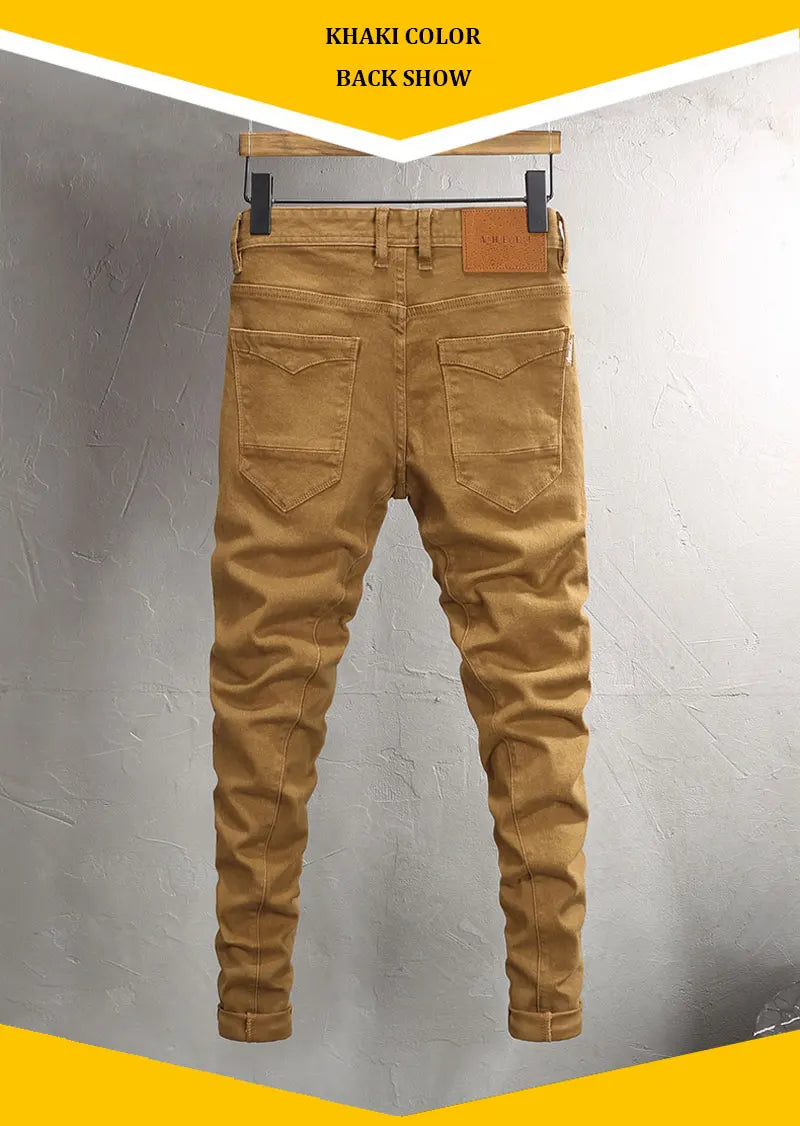 Fashion Vintage Men Jeans Camo Trousers Elastic Slim Fit Hip Hop Jeans Men Spliced Designer Casual Denim Pants