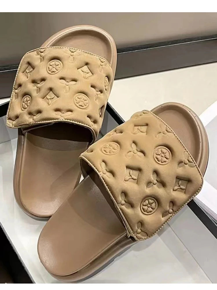 Flat Luxury Designer Shoes Summer Brand Desinger Fashion Women Sandal Casual Slides Slipper Outdoor Female Flip Flops