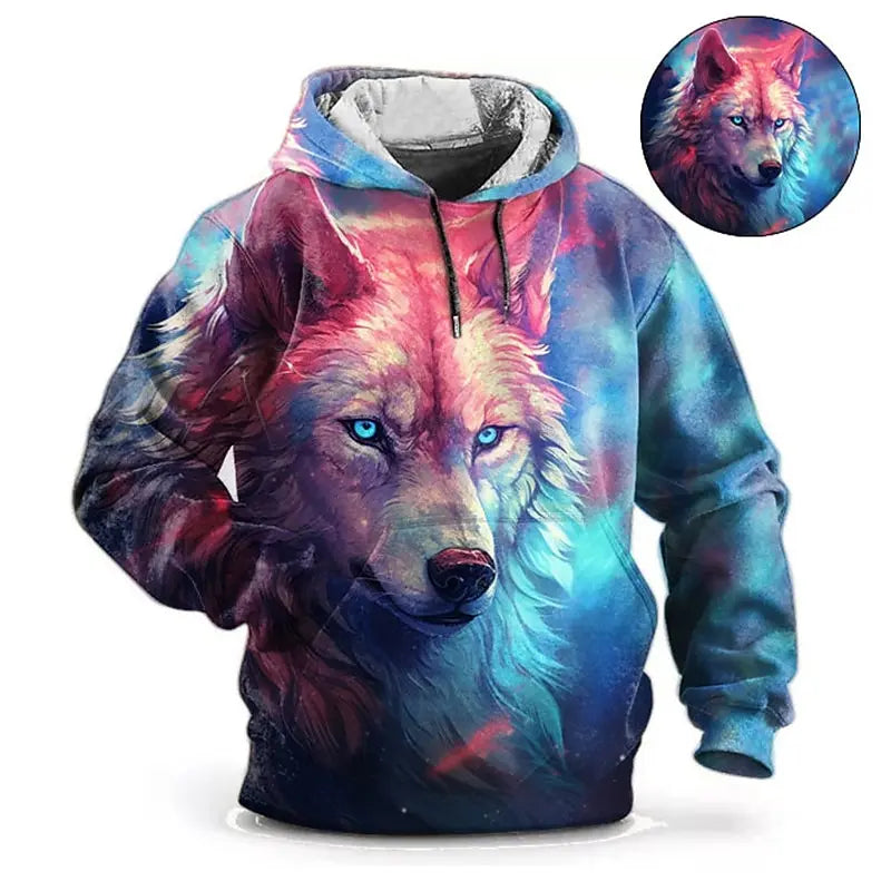 Animal Hoodie For Men Wolf Print High-Quality Men's Pullover Autumn Fashion Top Street hoodie Designer Long Sleeved Sportswear