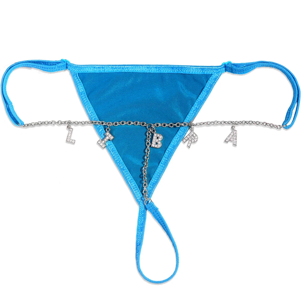 Colorful Customized Thong A-Z Letter Name Waist Body Chain For Women Sexy Underwear Bikini Panties DIY Body Jewelry Dropshipping