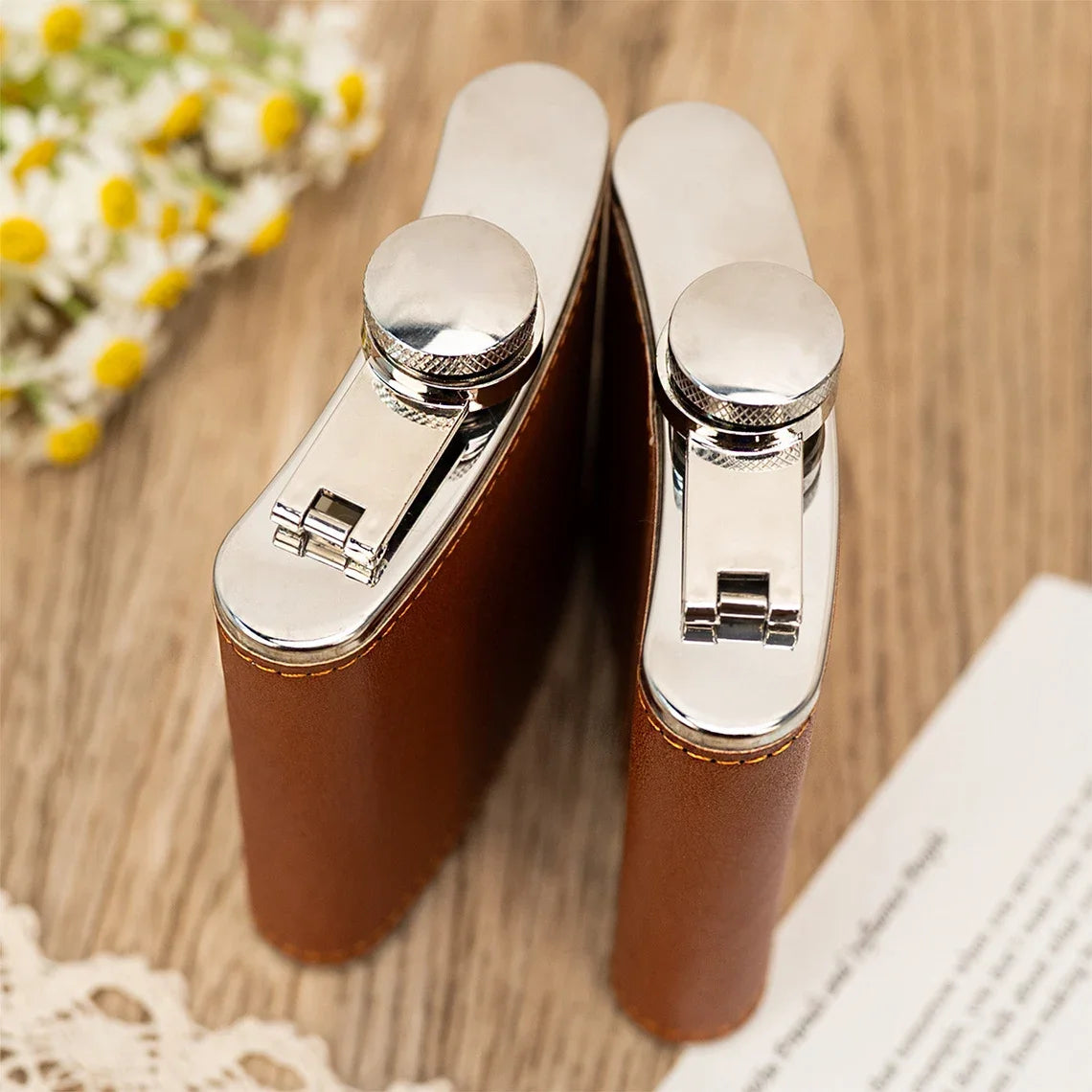 Personalized Logo Leather Hip Flask Set Birthday Father's Day Gift Custom 6oz Flask Wedding Favors Groom Groomsman Best Man Gift