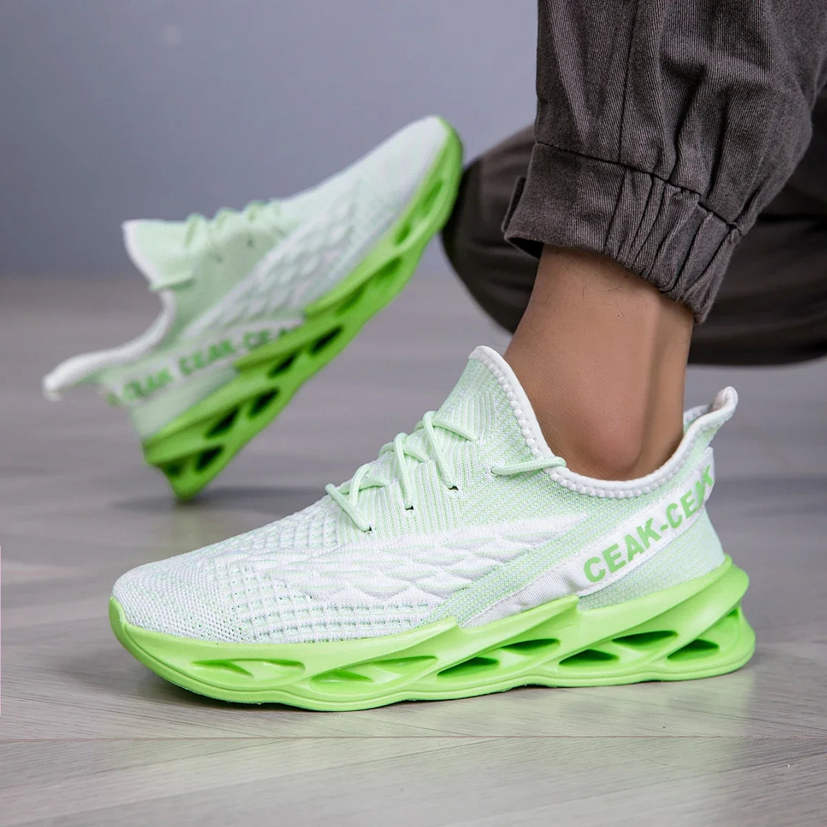 YRZL Sneakers Men Mesh Breathable Running Sport Shoes Man Light Soft Thick Sole Hole Mens Shoes Athletic Sneakers for Men