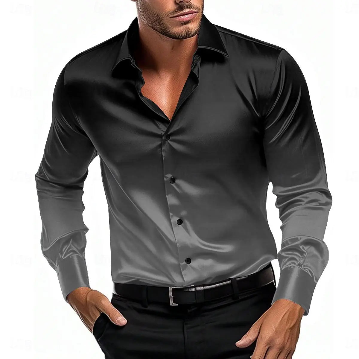 11 color gradient men's shirt casual comfortable business shirt spring and autumn lapel long sleeve shirt oversized men's clothi