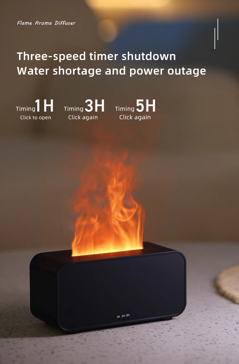 New Mini Desktop Simulation Flame Humidifier 7-Color Night Lights Can add Essential Oil Timing Setting USB Diffuser Aromatherapy