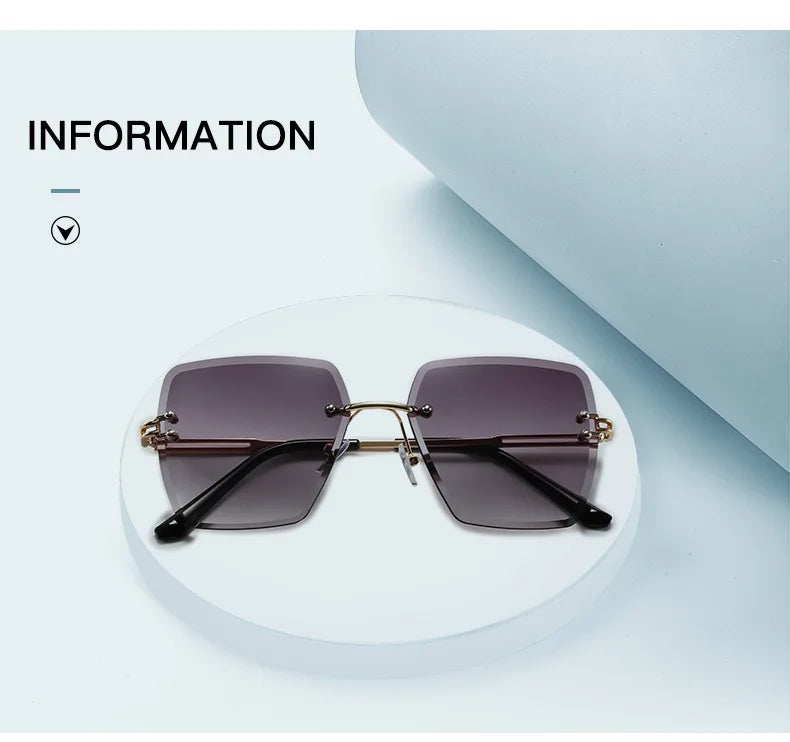 2024 Trendy Polygonal Gradient Men Sunglasses New Frameless Cut Edge Sunglasses for Women Sunscreen and Shading Sunglasses