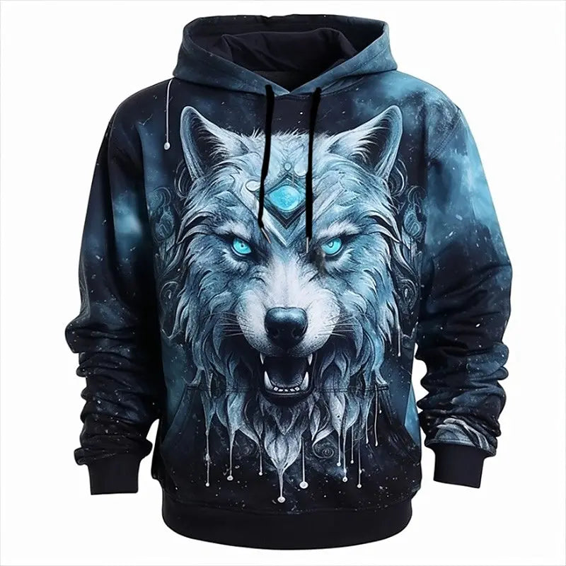 Animal Hoodie For Men Wolf Print High-Quality Men's Pullover Autumn Fashion Top Street hoodie Designer Long Sleeved Sportswear
