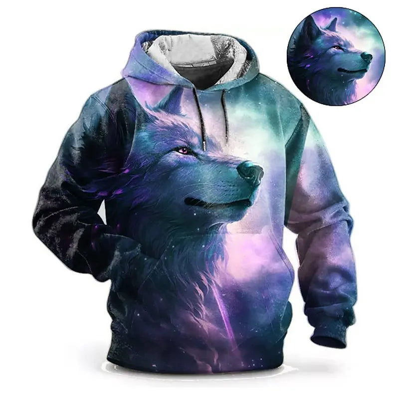 Animal Hoodie For Men Wolf Print High-Quality Men's Pullover Autumn Fashion Top Street hoodie Designer Long Sleeved Sportswear