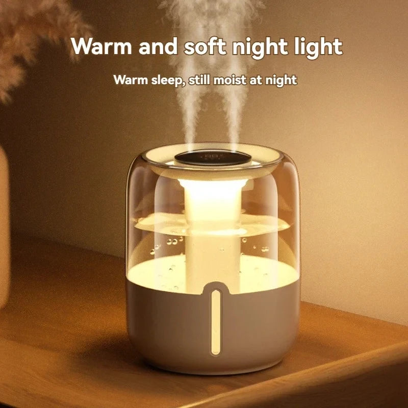 6.8L Large Capacity Humidifier USB Double Spray Quiet Humidifier Home Dormitory Office Bedroom Desktop With Night Light