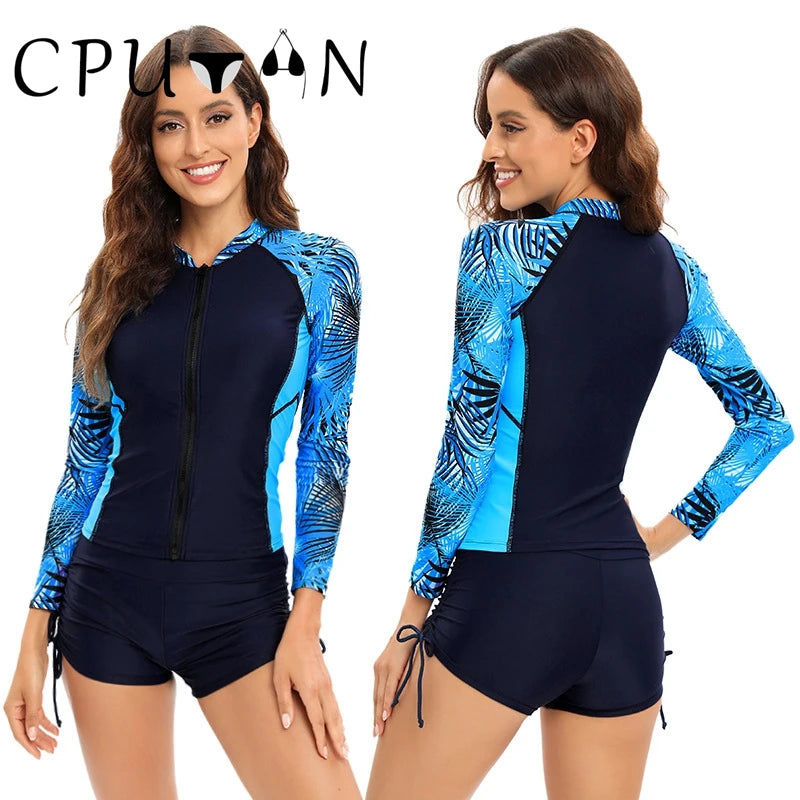 CPUTAN 2024 Sport Push Up Bikini Set One Piece Brazilian Biquini Women Floral Swimwear Bathing Suit Summer Surfing Beachwear
