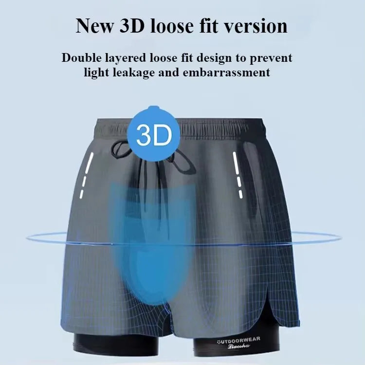 Men's Aloe Pants Athletic Shorts Two-Layer Swim Trunks: Quick-Drying, Stylish & Comfortably Fit for Beach, Pool & Hot Spring