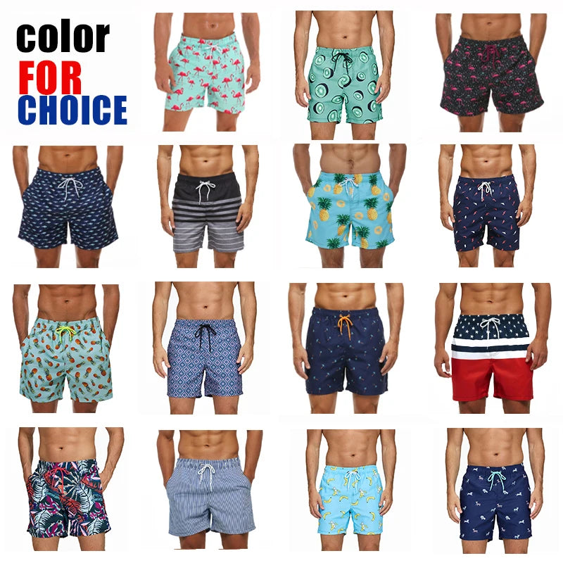 Escatch New Men's Beach Shorts Summer Surf Trunks Plus Size Drawstring Swimwear For Male ESX05 Gym Sportswear Swimsuit