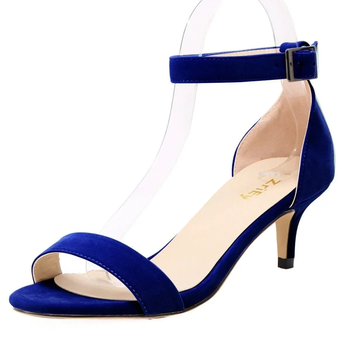 LOSLANDIFEN Summer Low Heels Ankle Strap Sandal Open Toes Sexy High Wedding Party Shoes Plus Size Women Sandals 105-2VE