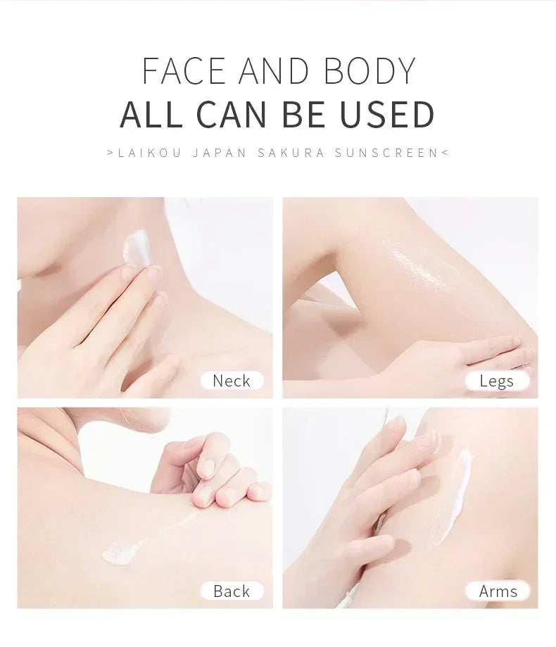 LAIKOU SPF 50 PA+++ Sakura Sunscreen For Face Body Neck Solar Blocker Long-Lasting Sun Block Facial Sunscreen Sun Cream 50g