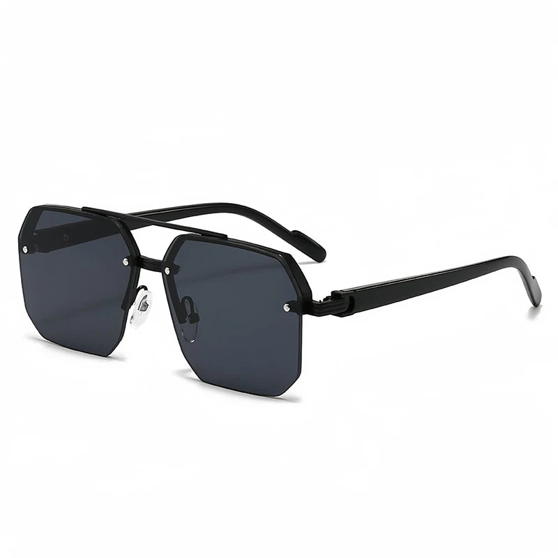 Oversize Retro Double Bridges Polygon Square Metal Men Sunglasses Fashion Gradient Shades UV400 Trending Women Sun Glasses