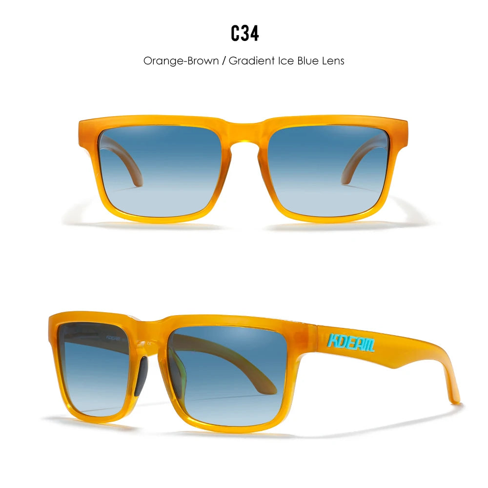 KDEAM Brand Hot Selling Square Polarized Men Sunglasses Brief And Fashion Design Leisure Women Shades Fishing Driving Glasses