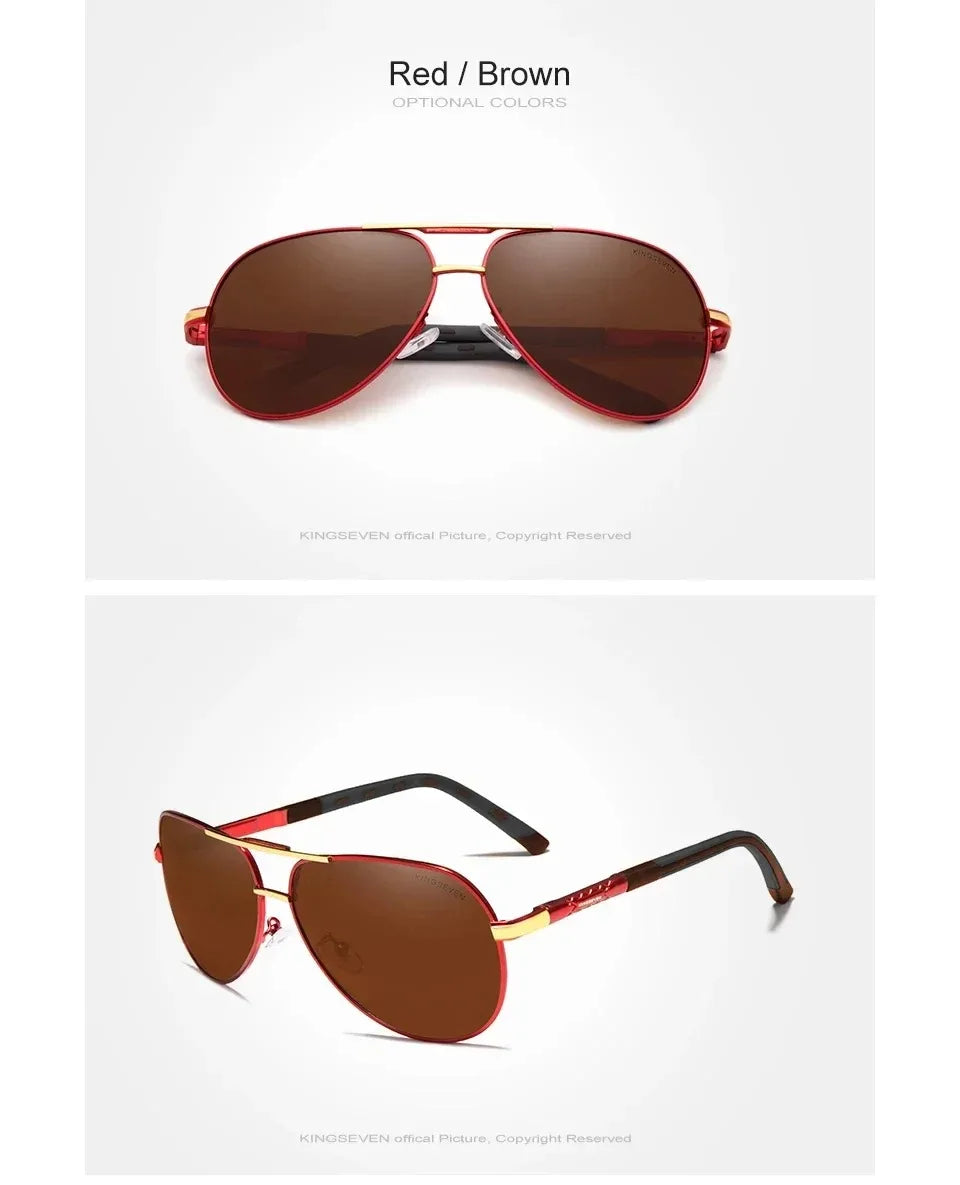 KINGSEVEN Brand Classic Pilot Men Sunglasses Polarized UV400 Lens Luxury Retro Driving Glasses Women Large Frame Causal Eyewear