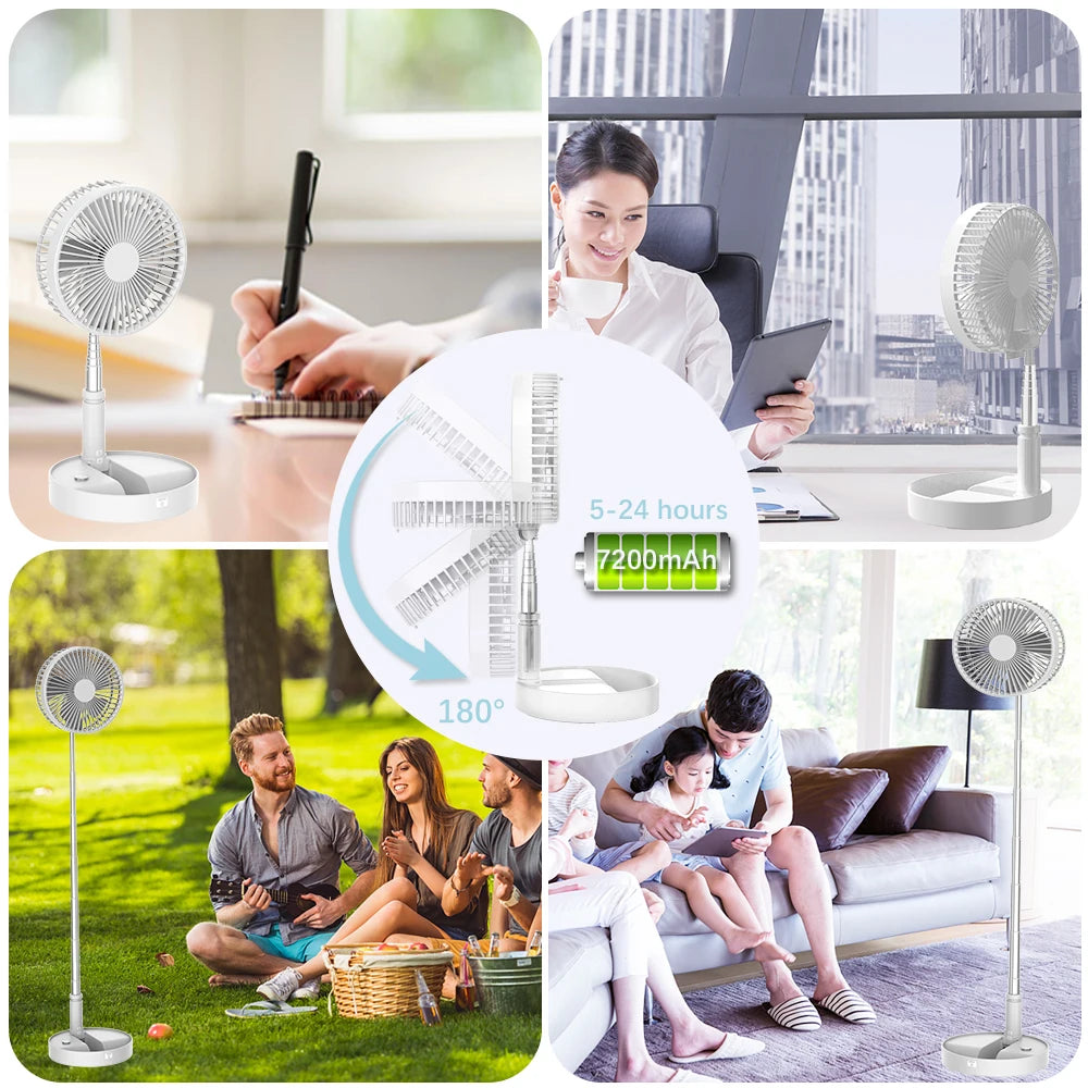 UNITEDTIME Desk and table fan, Foldable Fans Portable Travel Fan Battery Operated or USB Powered,Adjustable Height,My Foldaway