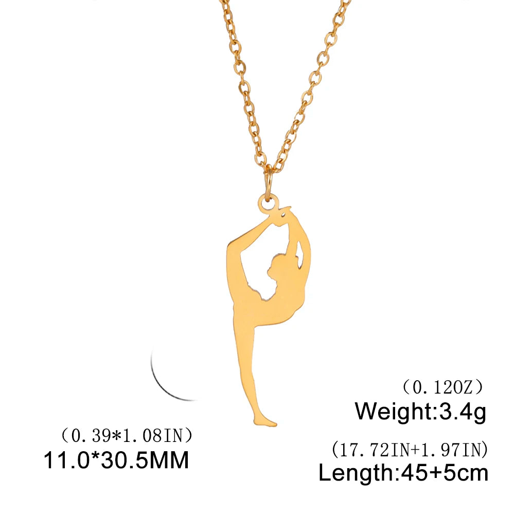 Rhythmic Gymnastics Necklace Women Trend 2025 Gymnast Stainless Steel Jewelry BFF Dancer Girl Sport Accessories Mother Day Gift