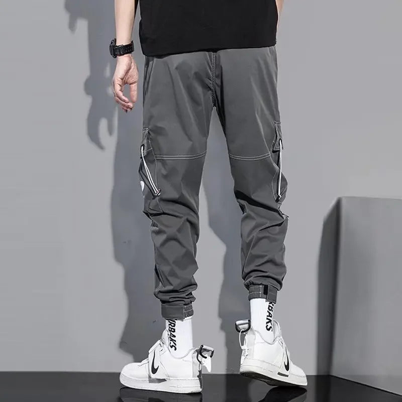 Spring Summer Korean Style Trendy Casual Men's Pants Loose Fit Work Trousers Versatile Pocket Long Leg Pants