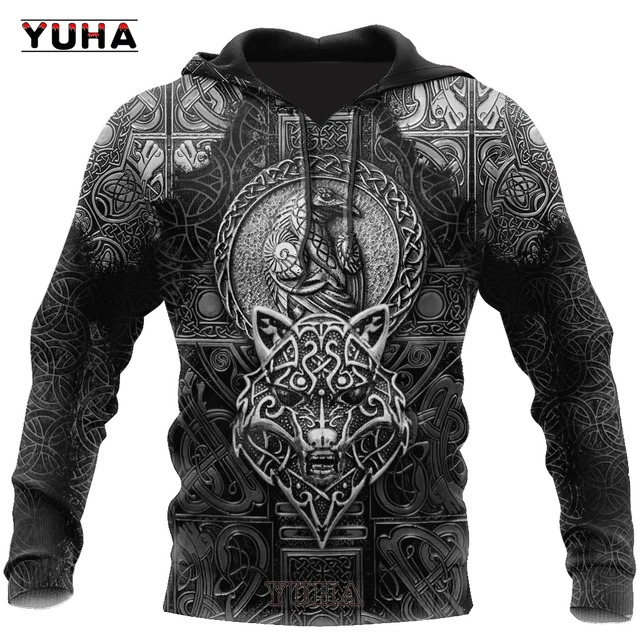 Men's Sweatshirts 3D Print Vikings Classic Wolf Men's Hoodies Jacket Spring Autumn Fashion Pullovers Hip Hop Punk Oversized Clo