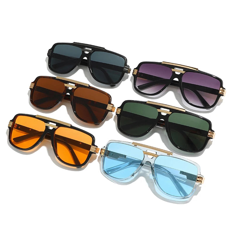 SHAUNA Retro Double Bridges Square Men Sunglasses Fashion Brand Designer Orange Blue Shades UV400 Women Sun Glasses