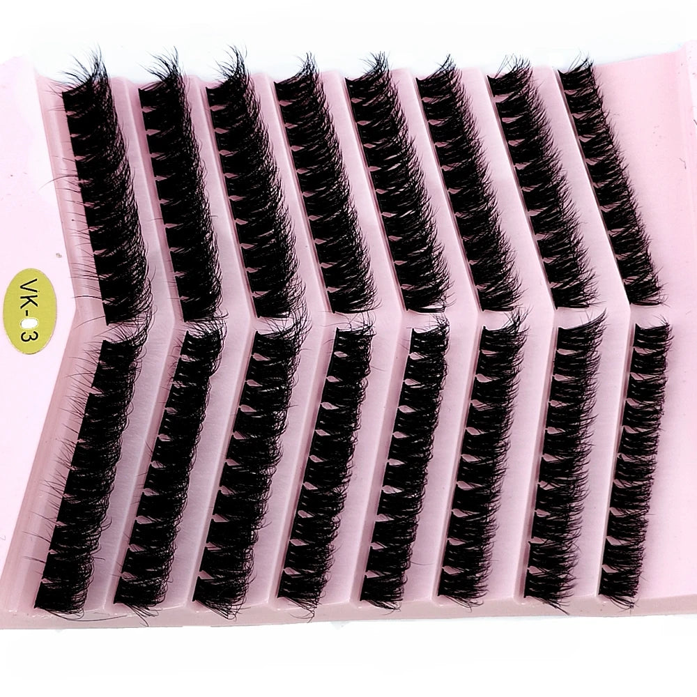 New 8 Rows Mink Eyelashes Natural Bundles Eyelash Extension 3D Russia Volume Individual Eyelash Cluster Makeup Tools Lashes