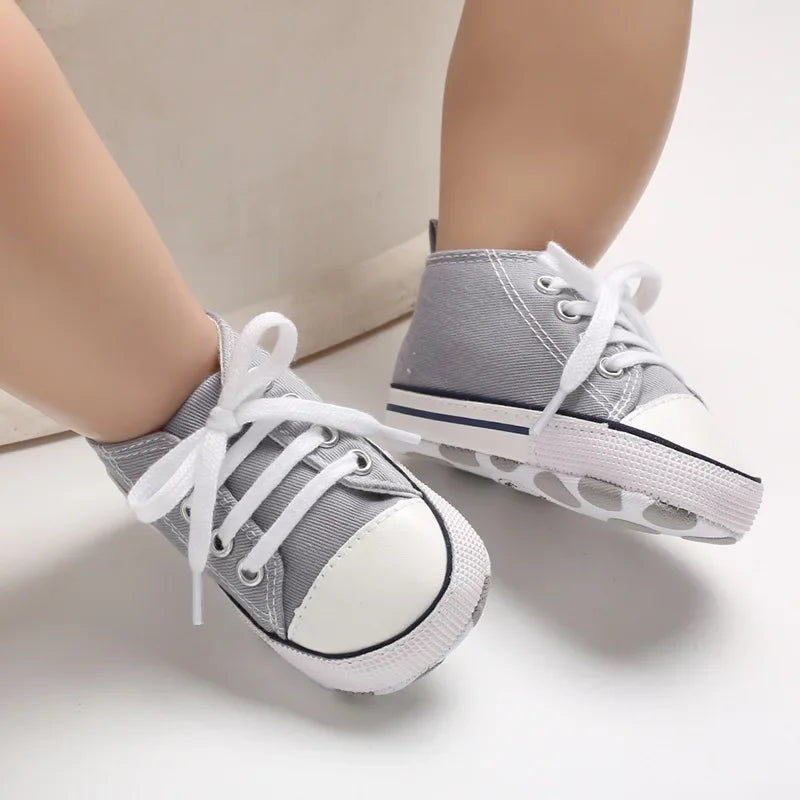 New Baby Canvas Sneaker For Newborn Sport Shoes For Baby Boys Girls Infant Toddler Soft Bottom Anti-slip First Walkers 0-18 M