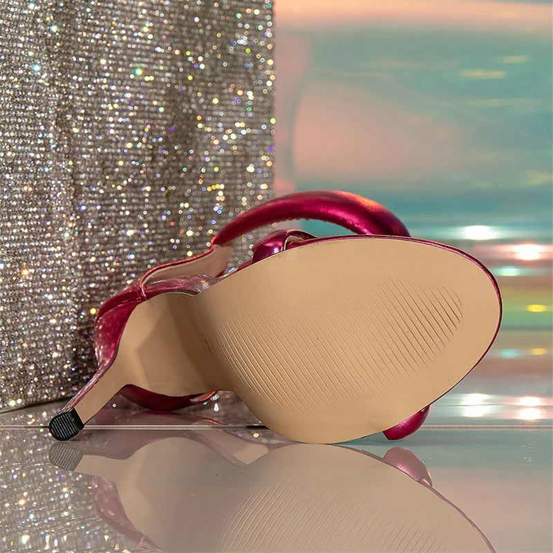 Liyke High Quality Soft Cozy Leather Ankle Wrap Zip Sandal Women Summer Fashion Open Toe Gladiator Heels Party Prom Shoes Purple