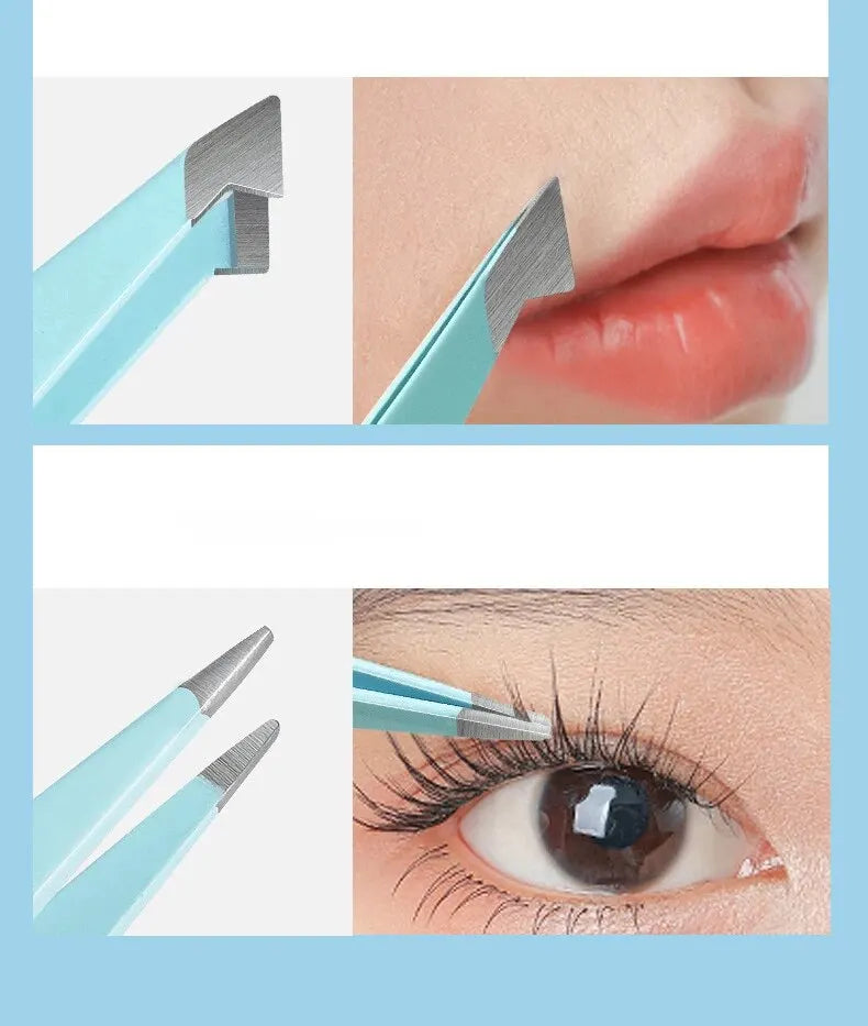 Eyebrow Tweezer Beauty Fine Hairs Puller Stainless Steel Slanted Brow Clips Hair Removal Makeup Tools