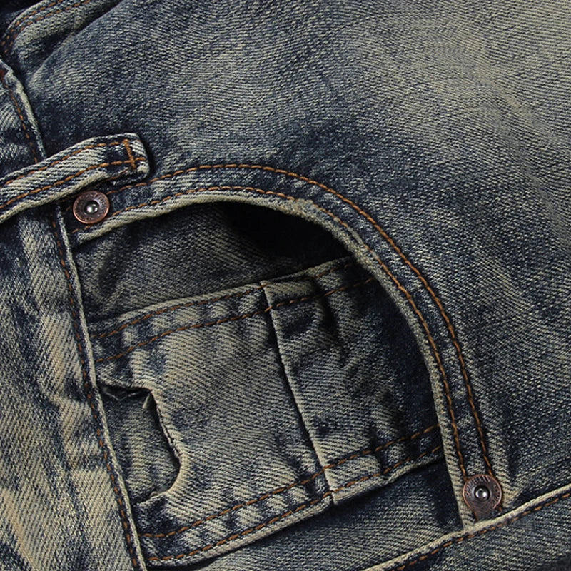 Newly Vintage Fashion Men Jeans Retro Washed Elastic Slim Fit Ripped Jeans Men Italian Style Designer Casual Denim Pants Hombre