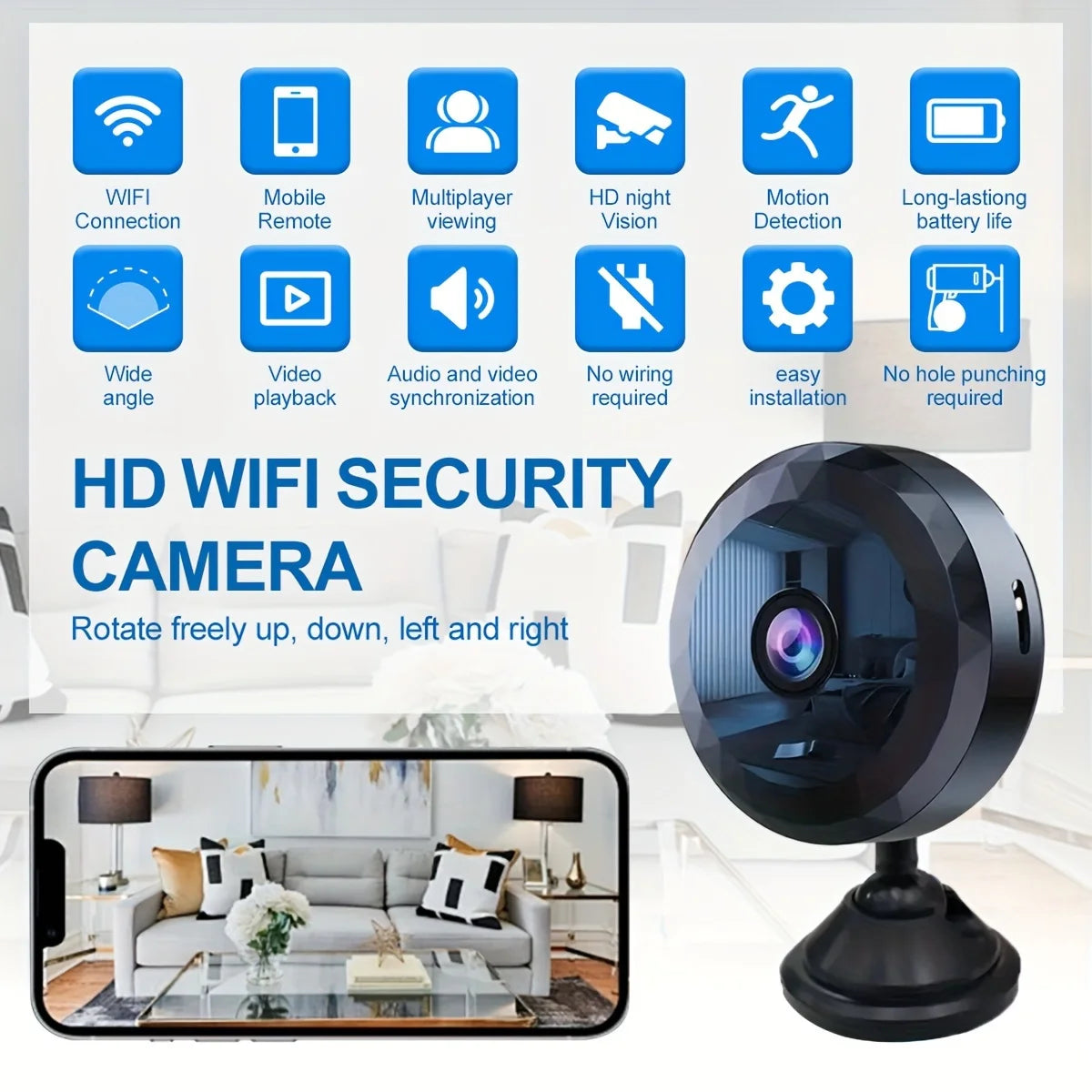 1PC A11 miniature camera with night vision, motion detection, rechargeable battery - easy to install and application control