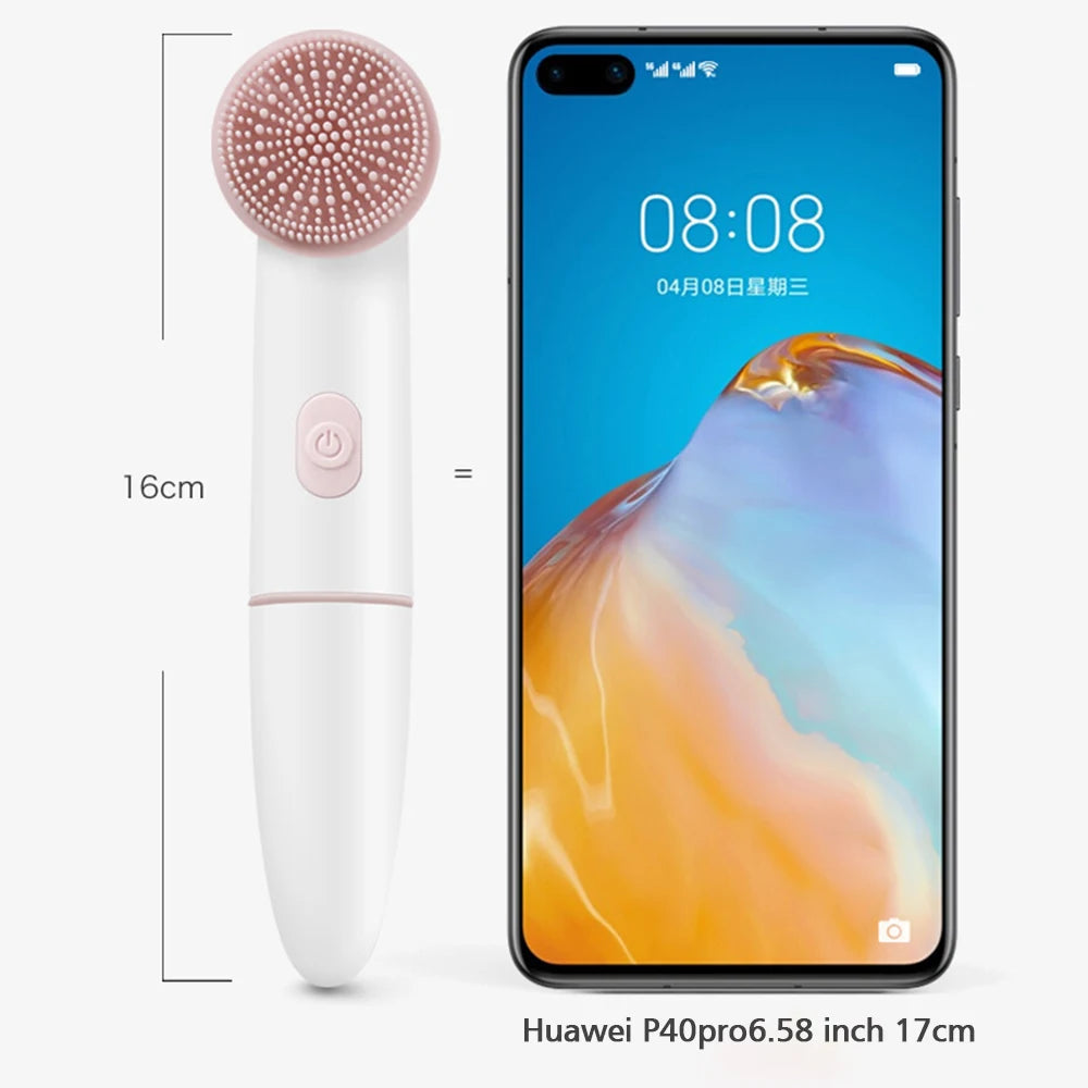 Electric Facial Cleansing Brush 2in1 Sonic Face Cleaning Device for Deep Cleaning IPX6 Waterproof Blackhead Removal Pore Cleaner