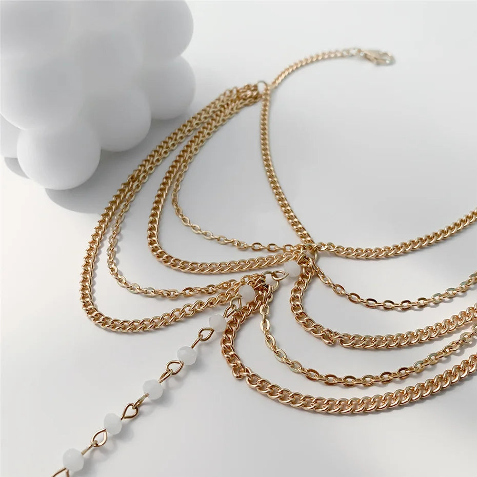 New Beach Barefoot Sandal Jewelry Elegant Bride Sexy Women's Fashion Charm Layer Chain Link Crystal Beads Foot Anklet Bracelet