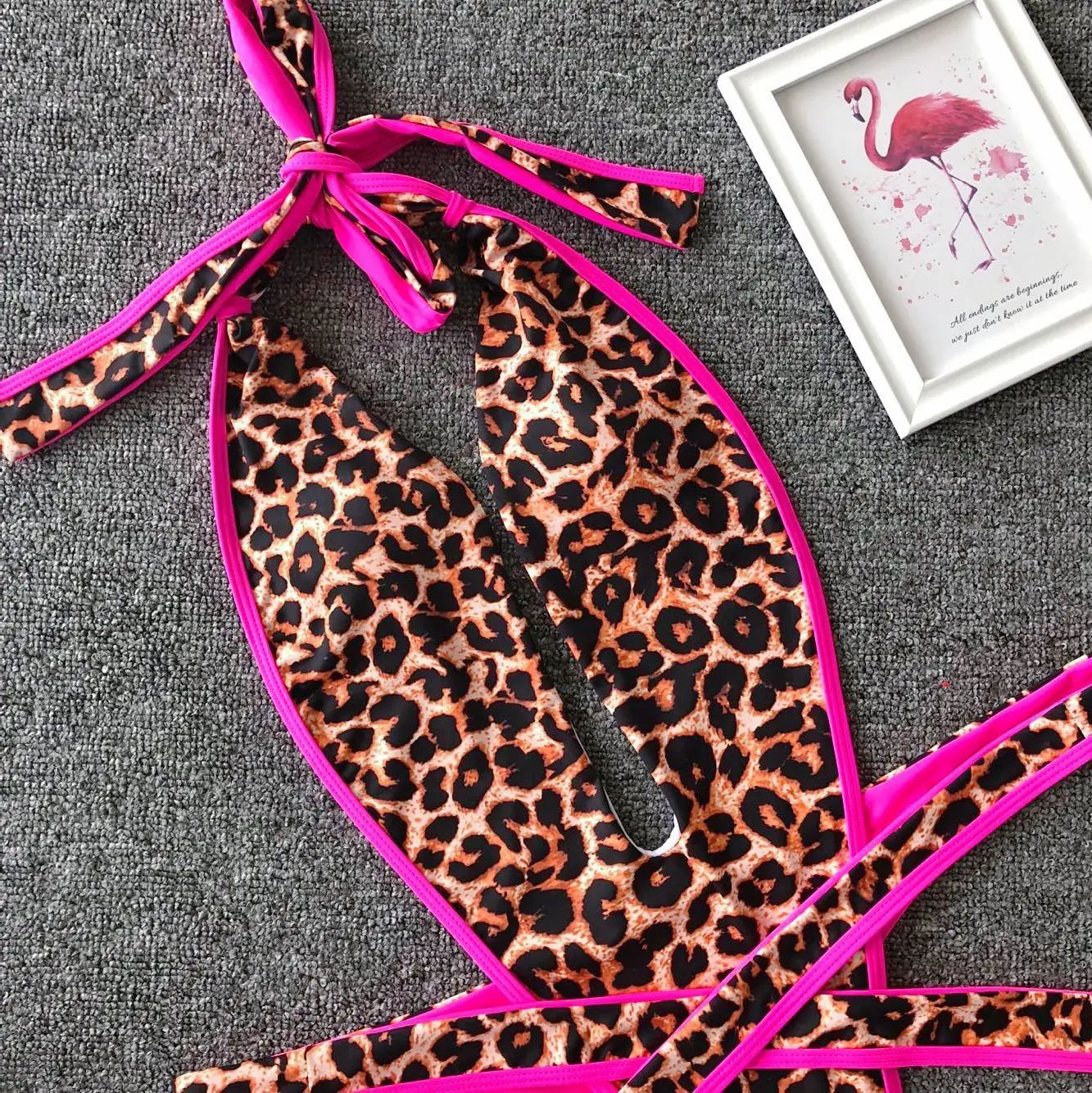 SINGREINY Fashion Halter Sexy Bikini Rompers Female Lace Up Bodycon Playsuits Women Vacation Style Beach Leopard Swimsuits